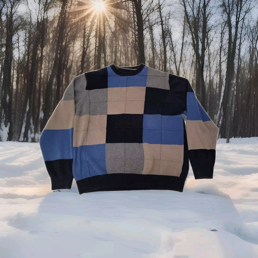 David Taylor Collection Men's Sweater Men's Lrg Pullover Checkerboard Crew Neck